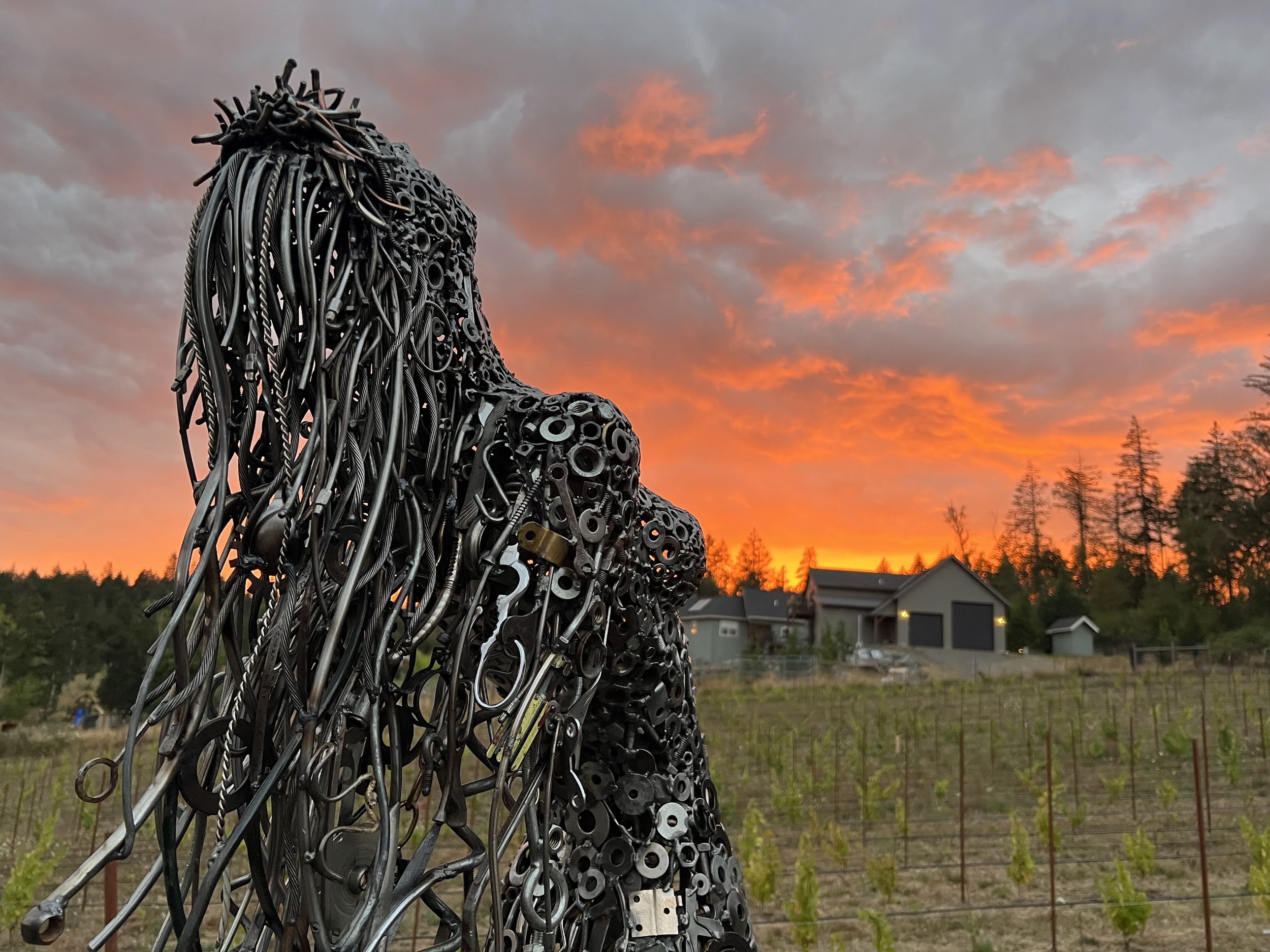 Gaia Rising by Brian Mock, on the sculpture trail at Chaos Vineyard