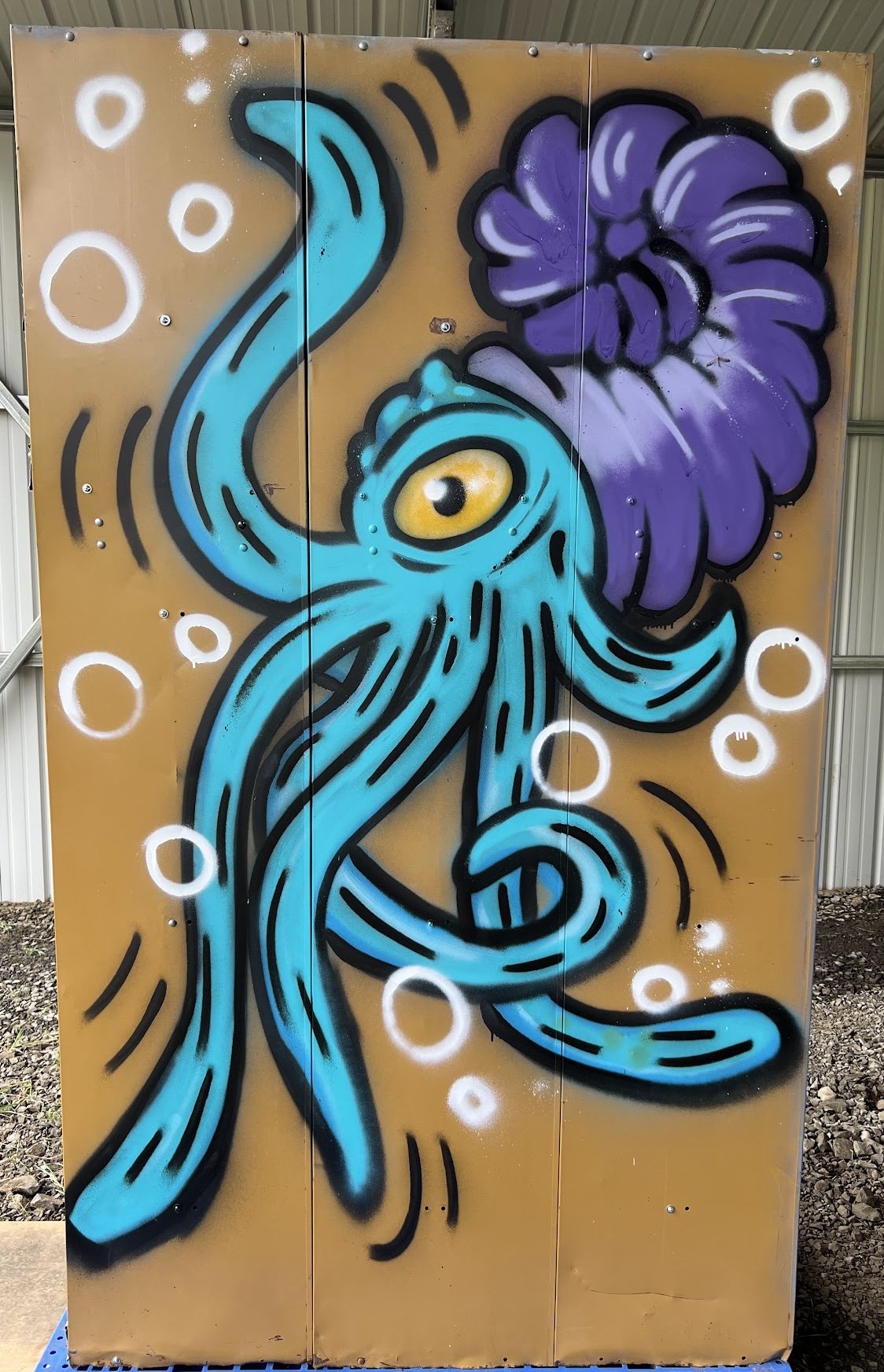 Untitled locker sculpture by Suspish, back view